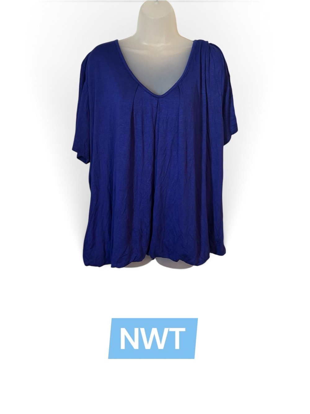 Ashley Stewart Royal Blue V-Neck Short Sleeve Top